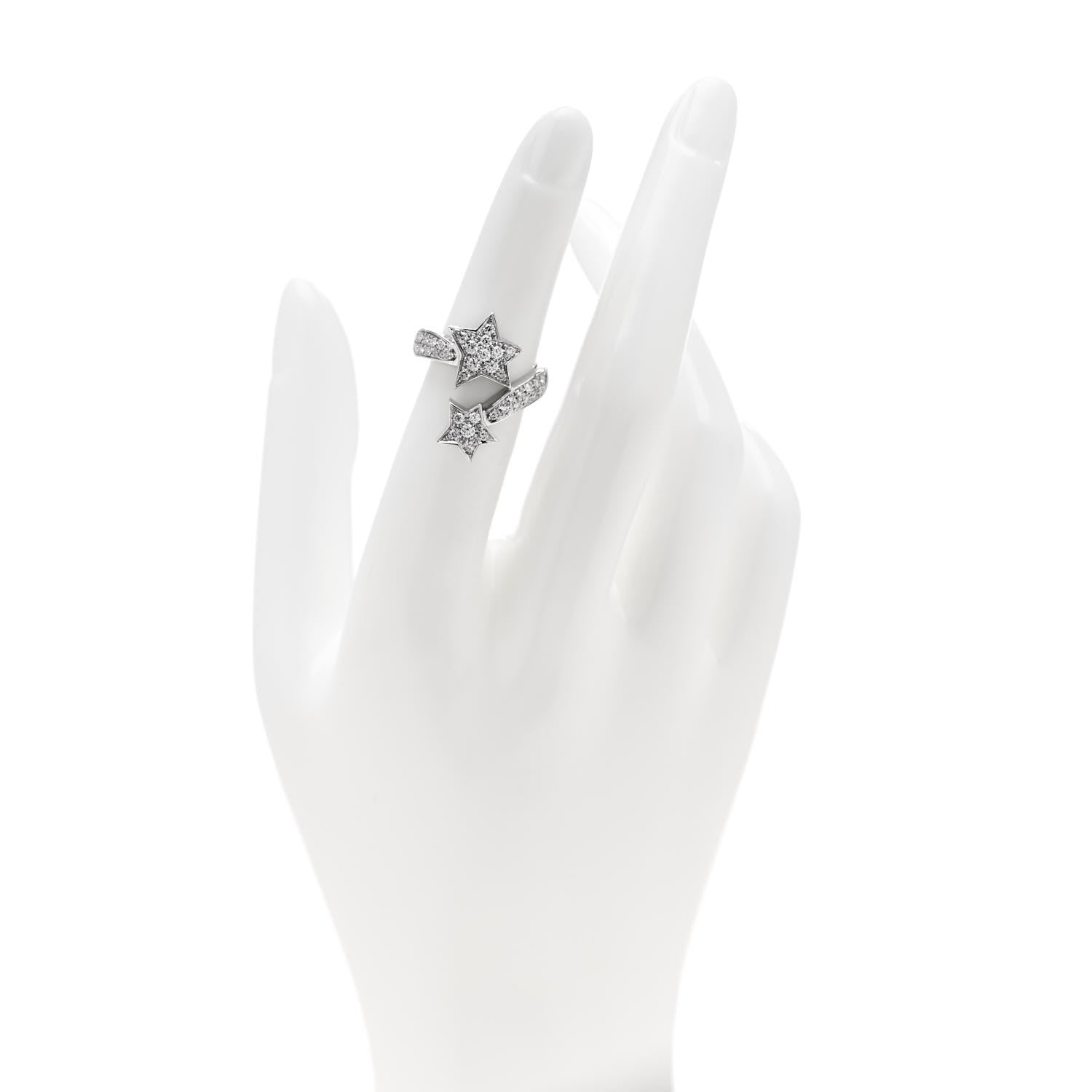 Chanel 18K White Gold Diamond Comete Geode Ring 48 4.5 2 of 5