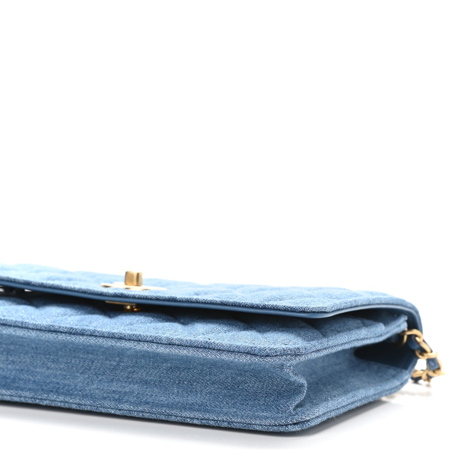 Chanel Denim Quilted CC Pearl Crush Wallet On Chain WOC Blue 9 of 9