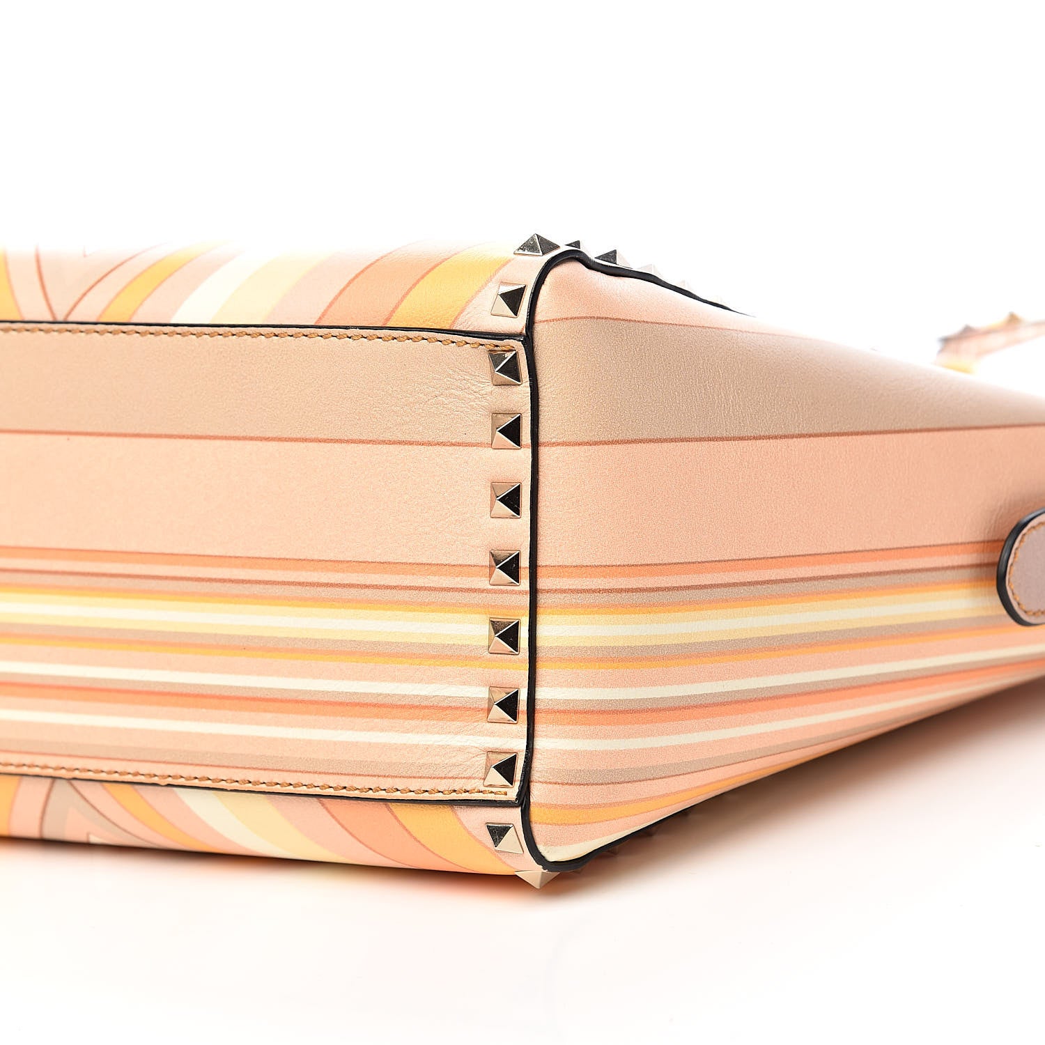 Valentino Garavani Vitello Native Couture 1975 Rockstud Double Handle Tote Mandarin Sorbet 9 of 10