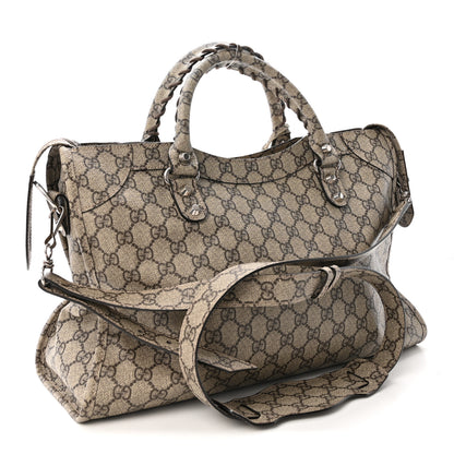 Balenciaga X GUCCI GG Supreme Monogram Neo Classic Silver Hardware City Beige Ebony 4 of 10