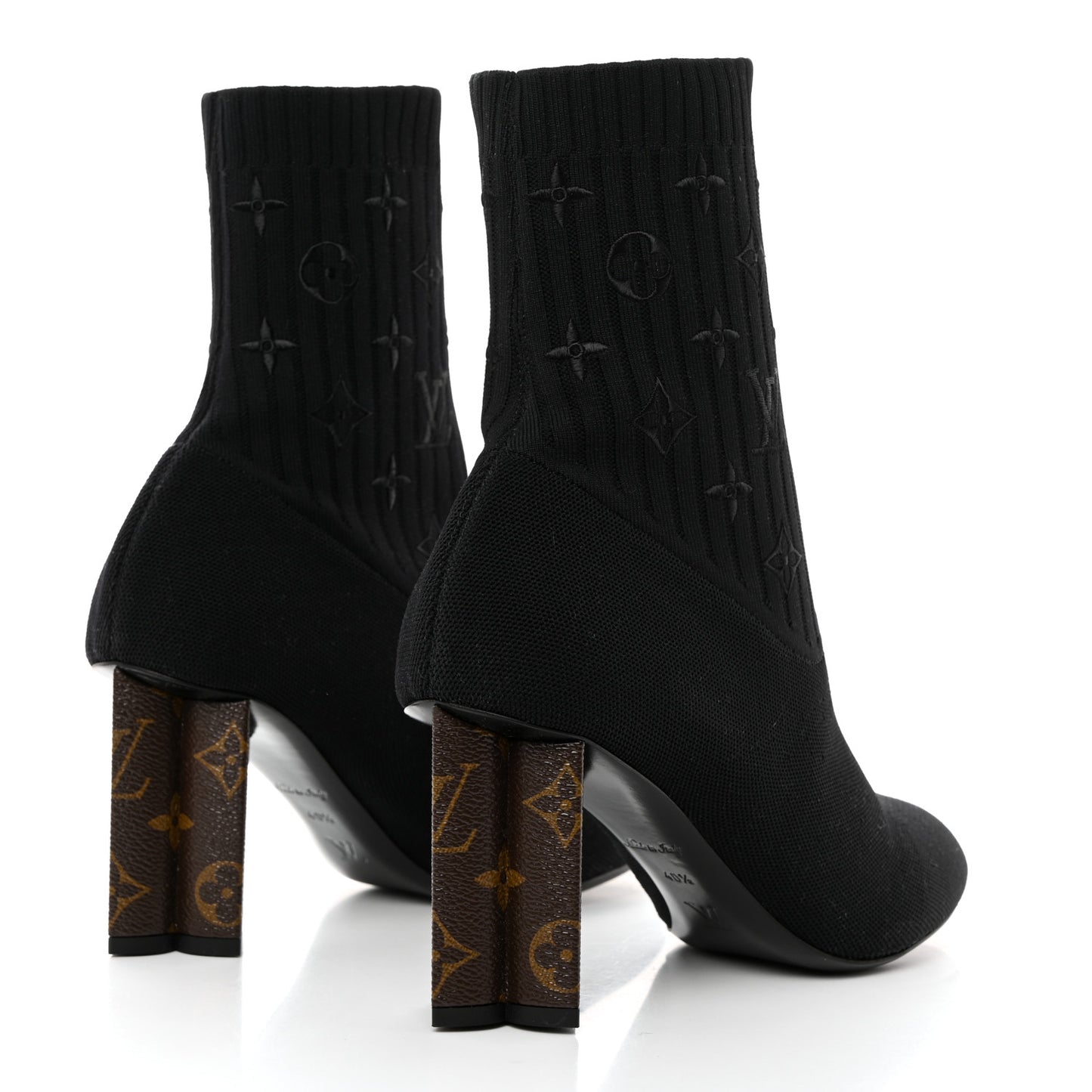 Monogram Stretch Fabric Silhouette Ankle Boots 40.5 Black