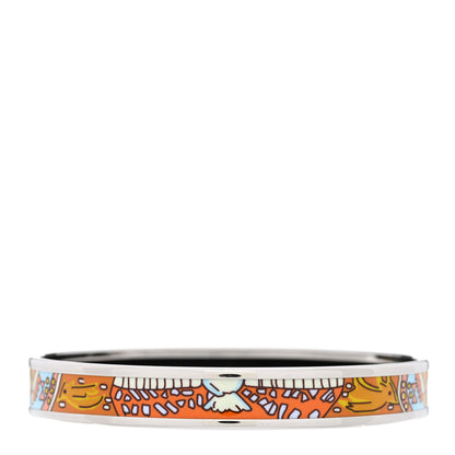 Hermes Enamel Printed Narrow Bracelet 70 Blue Orange 3 of 5