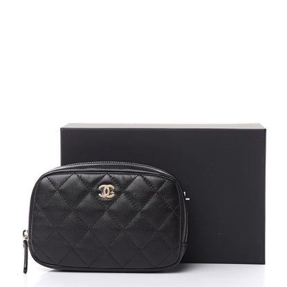 Chanel Lambskin Quilted Small Curvy Pouch Cosmetic Case Black 8 of 8