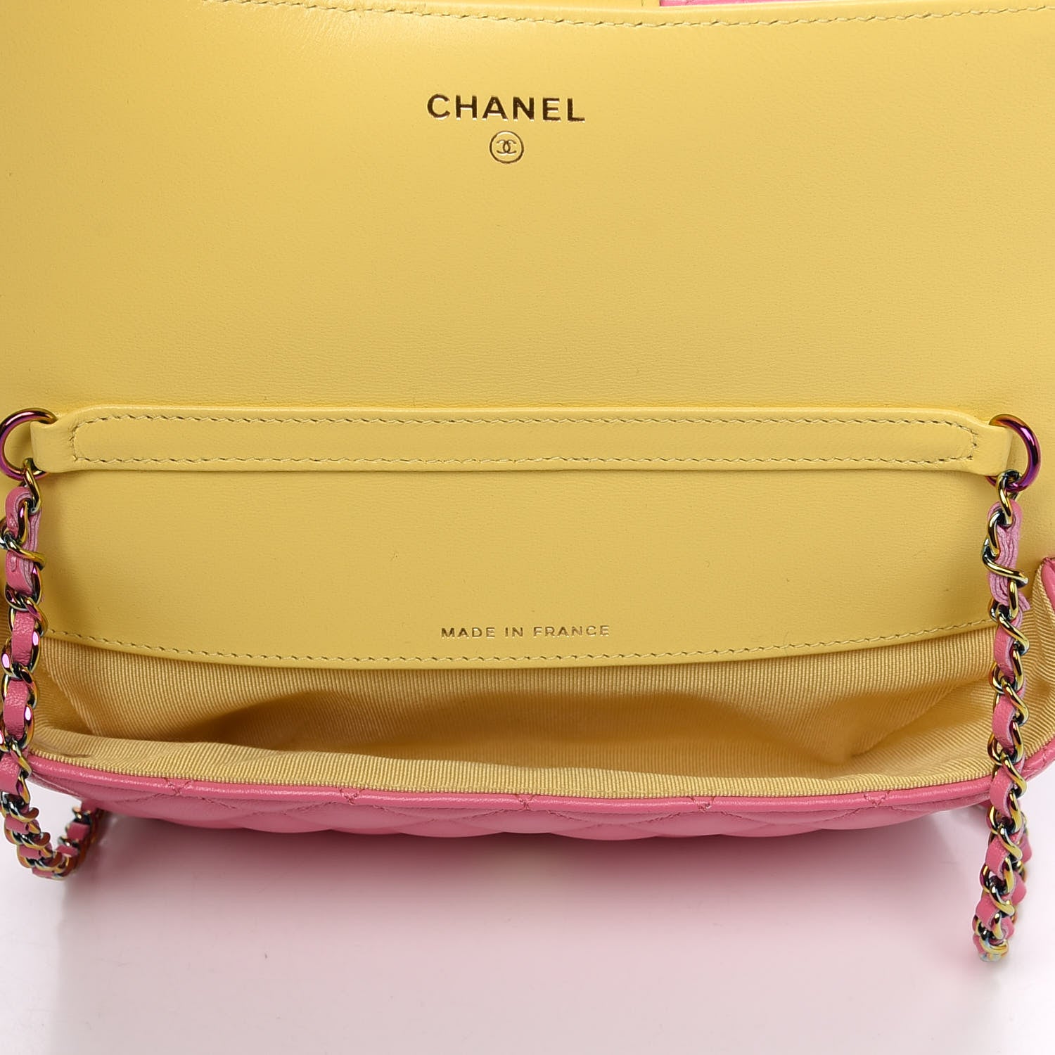 Chanel Lambskin Quilted Glasses Case With Chain Pink Yellow 5 of 13