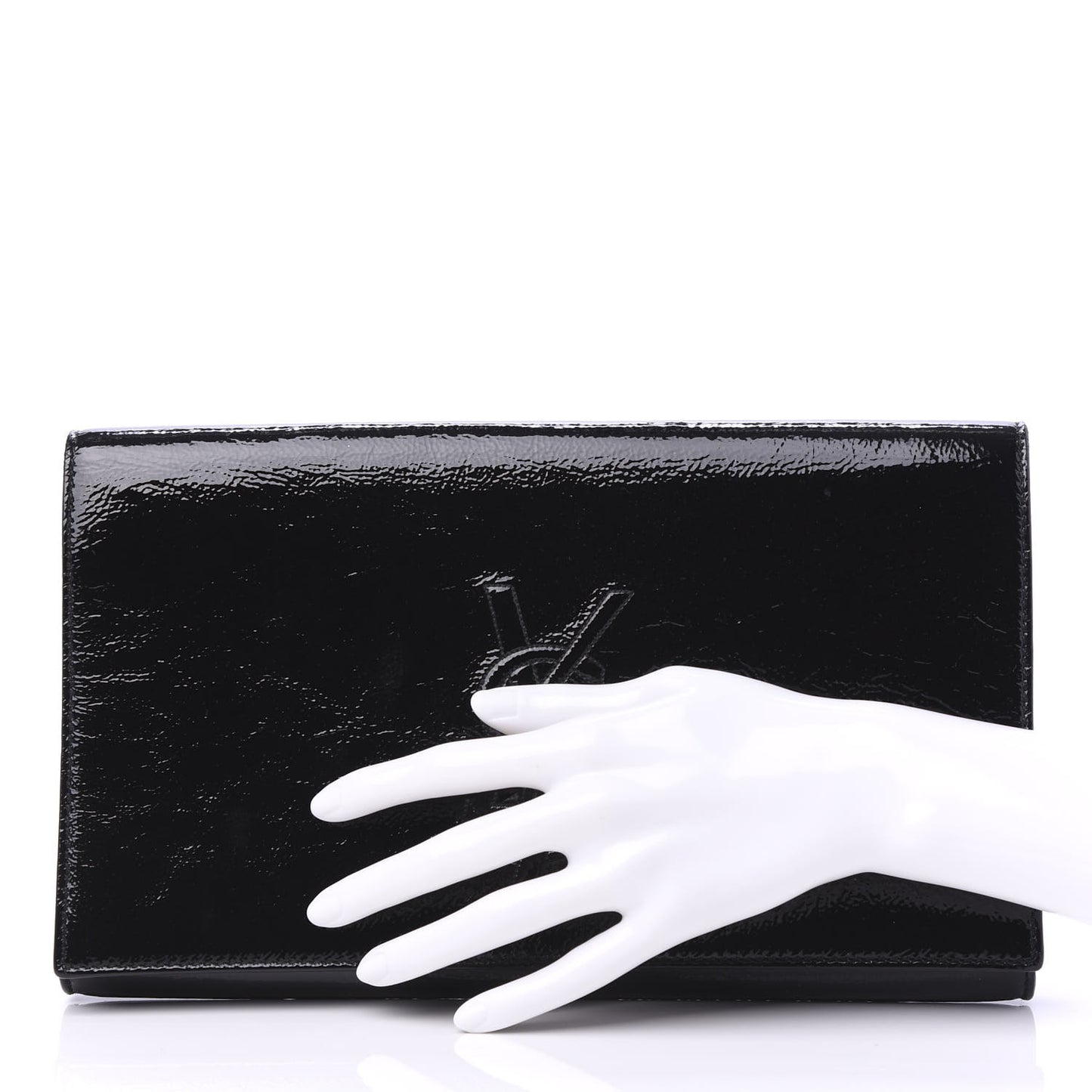 Textured Patent Monogram Large Belle De Jour Clutch Black