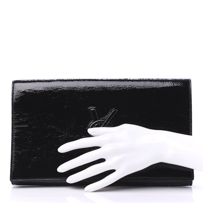 Saint Laurent Textured Patent Monogram Large Belle De Jour Clutch Black 2 of 9
