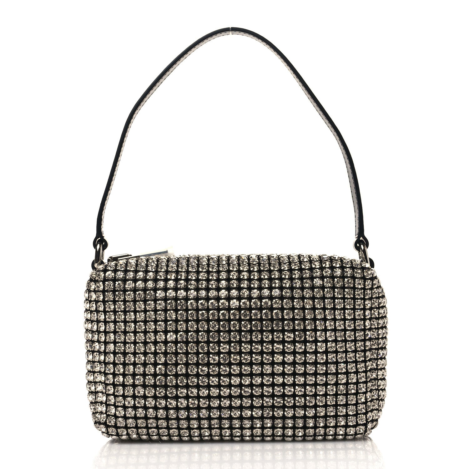 Alexander Wang Mesh Crystal Rhinestone Mini Heiress Pouch Black Silver 1 of 10