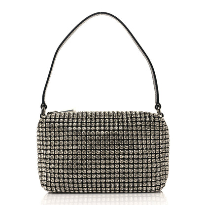 Alexander Wang Mesh Crystal Rhinestone Mini Heiress Pouch Black Silver 1 of 10