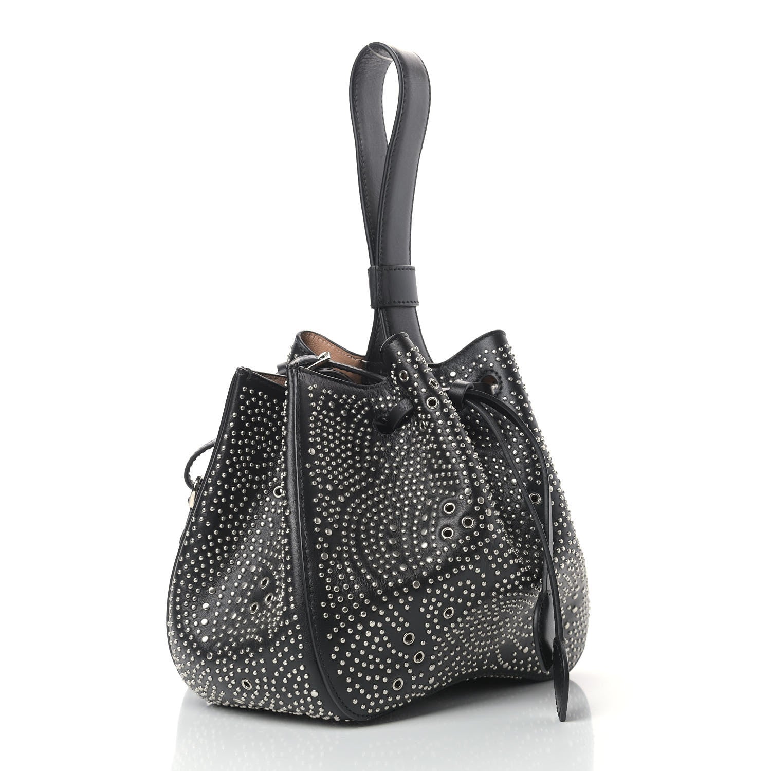 Alaia Calfskin Studded Rose-Marie 19 Bag Black 3 of 9