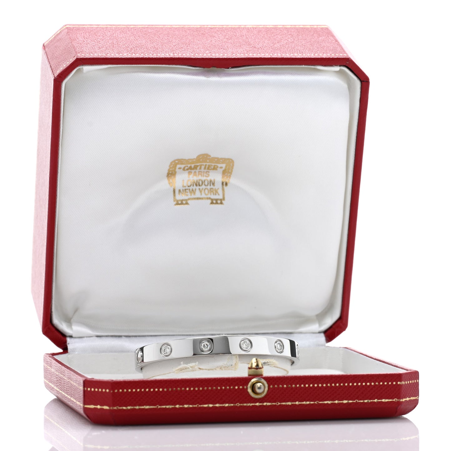 18K White Gold 10 Diamond LOVE Bracelet 16