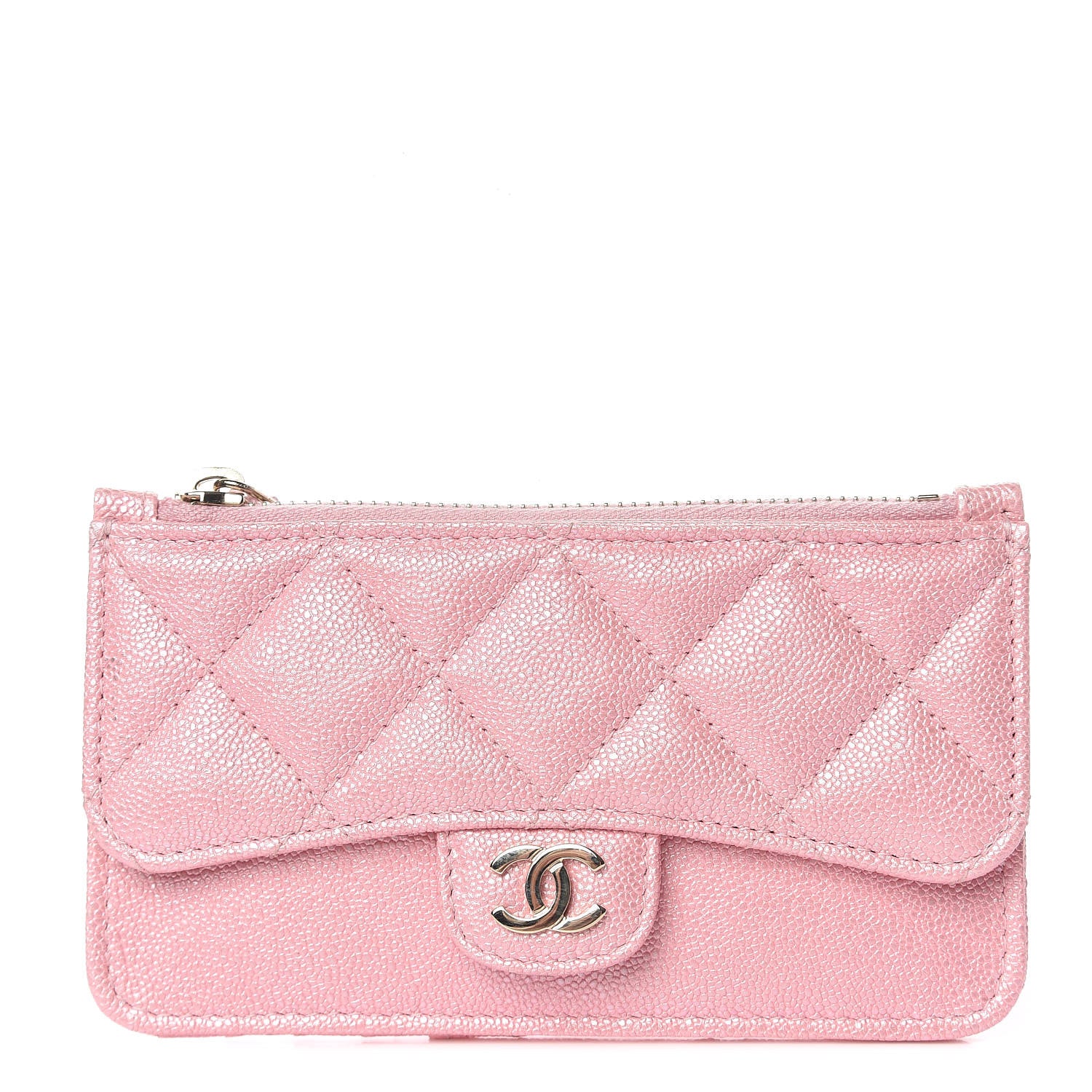 Chanel Iridescent Caviar Quilted Flap Zip Card Holder Pink 1 of 8