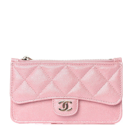 Chanel Iridescent Caviar Quilted Flap Zip Card Holder Pink 1 of 8