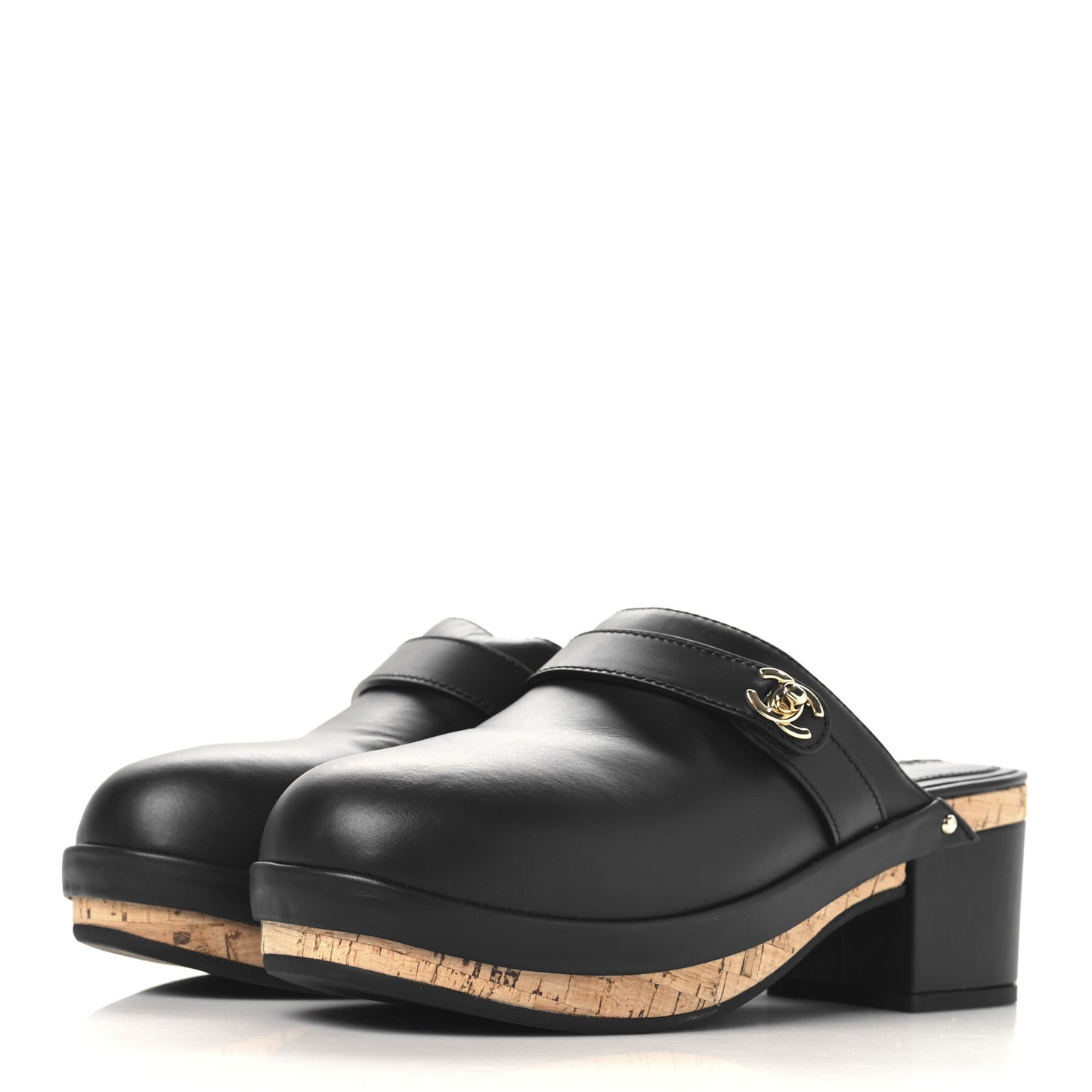 Calfskin CC Turn Lock Clogs 38 Black