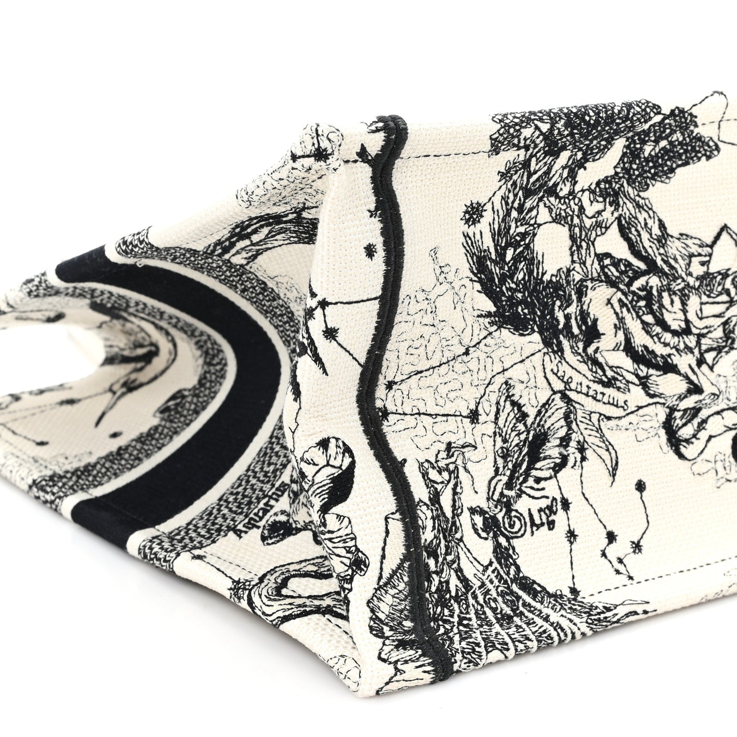 Canvas Zodiac Toile De Jouy Embroidered Medium Book Tote Latte