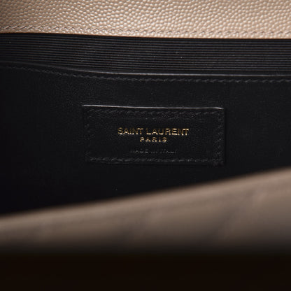 Saint Laurent Grain De Poudre Textured Mixed Matelasse Medium Triquilt Monogram Satchel Taupe 6 of 9
