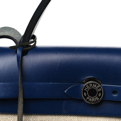 Hermes Military Toile Vache Hunter Herbag Zip Retourne 31 PM Bleu De France Ecru 12 of 14