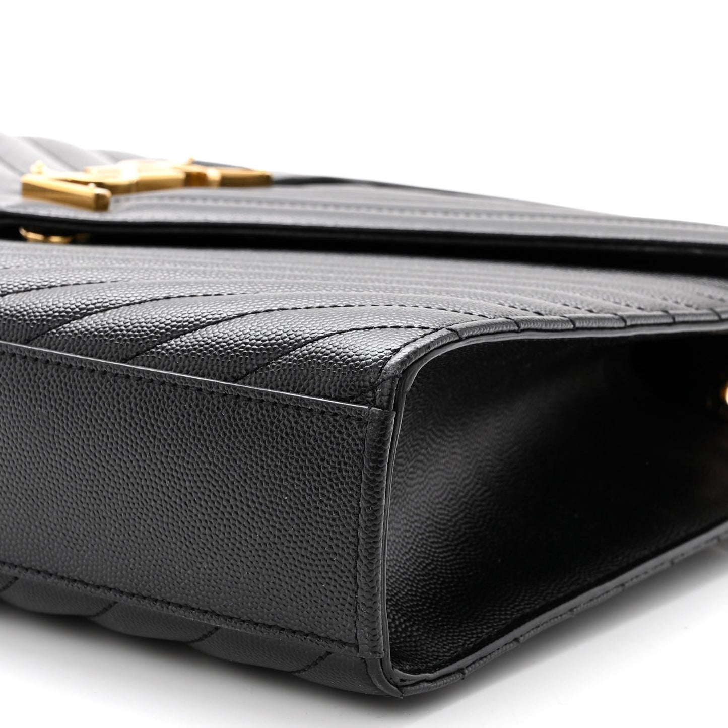 Grain De Poudre Matelasse Chevron Large Monogram Satchel Black