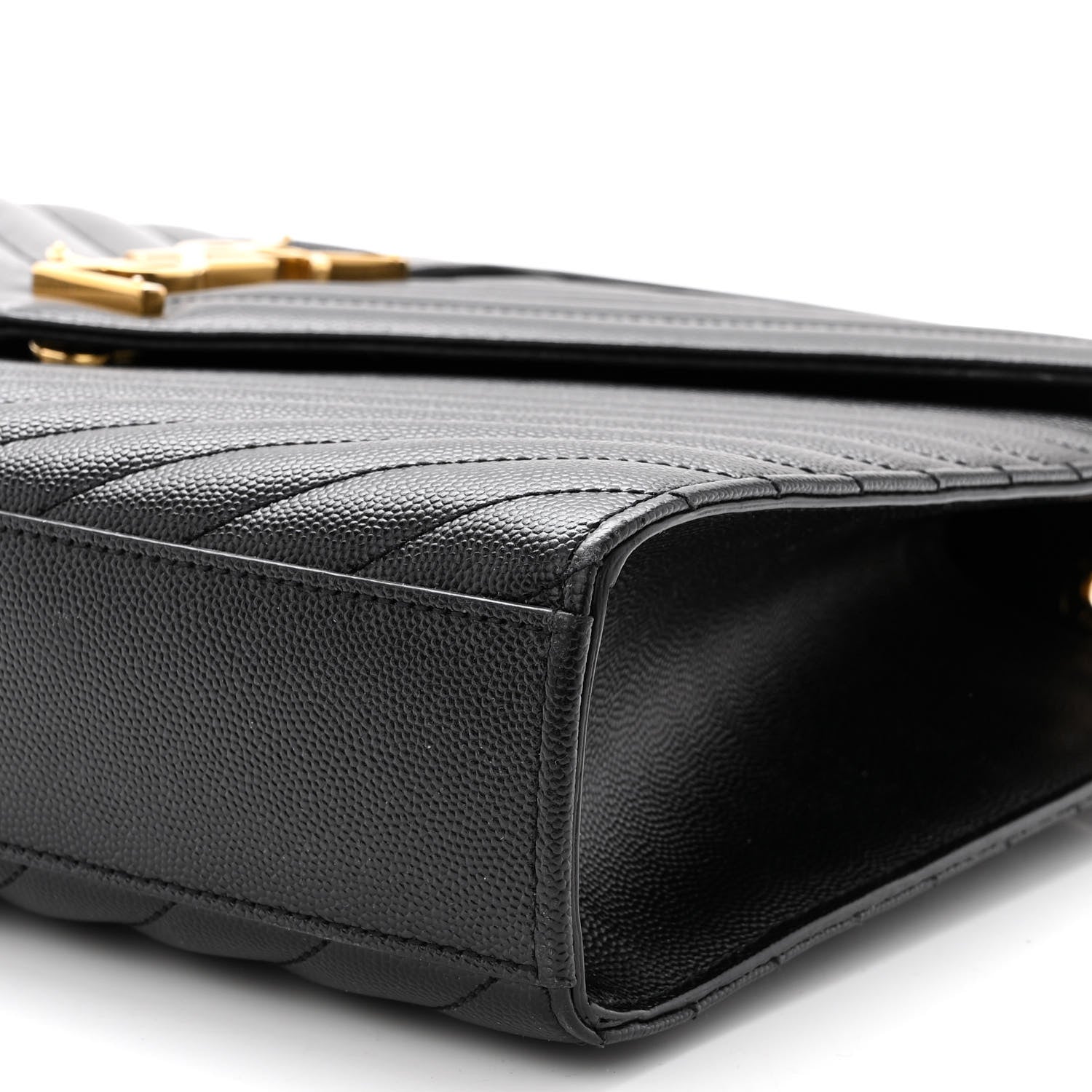 Saint Laurent Grain De Poudre Matelasse Chevron Large Monogram Satchel Black 9 of 10