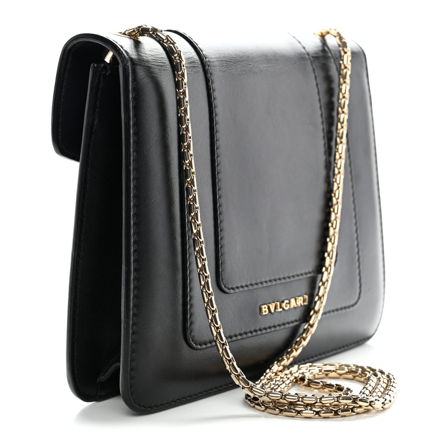 Bulgari Calfskin Small Serpenti Forever Snake Strap Crossbody Bag Black 3 of 12