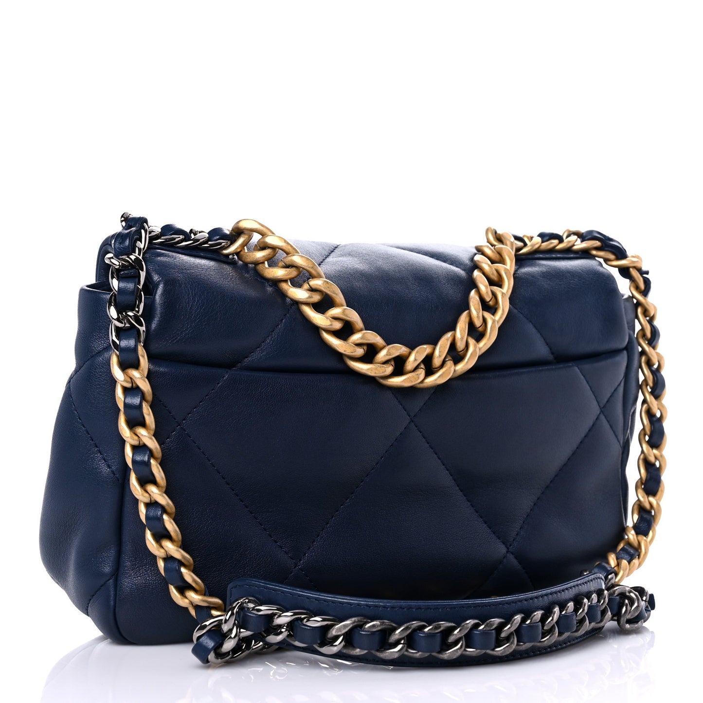 Lambskin Quilted Medium Chanel 19 Flap Navy Blue