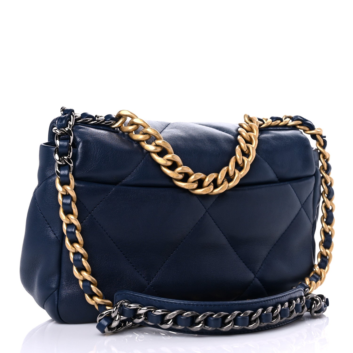 Chanel Lambskin Quilted Medium Chanel 19 Flap Navy Blue 3 of 13