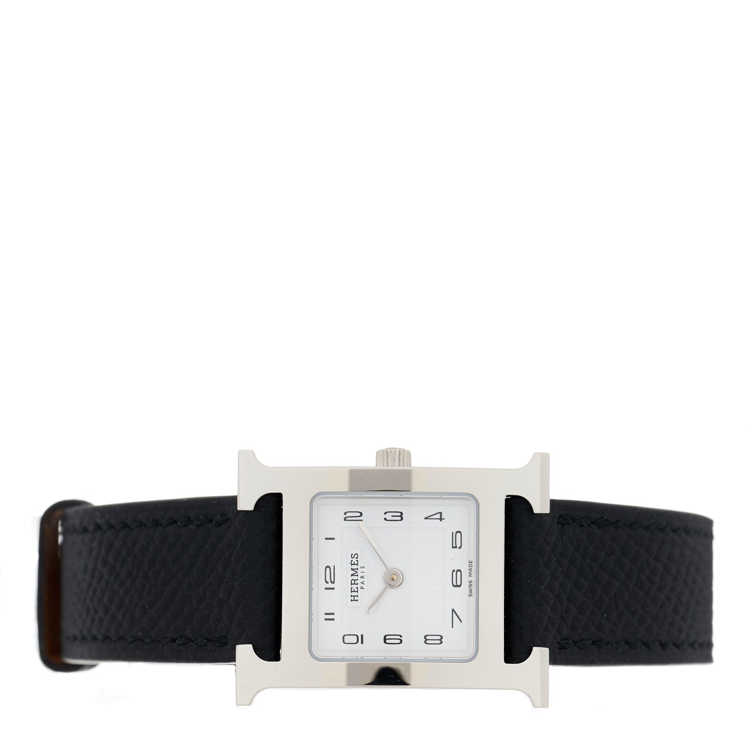 Hermes Stainless Steel Epsom 21mm Heure H Hour Quartz Watch Noir 2 of 4