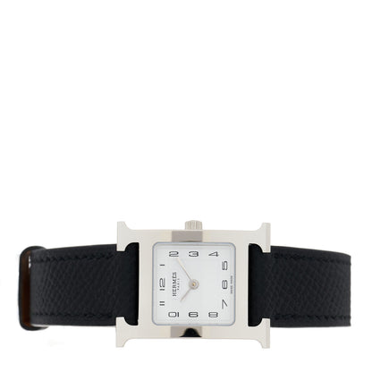 Hermes Stainless Steel Epsom 21mm Heure H Hour Quartz Watch Noir 2 of 4