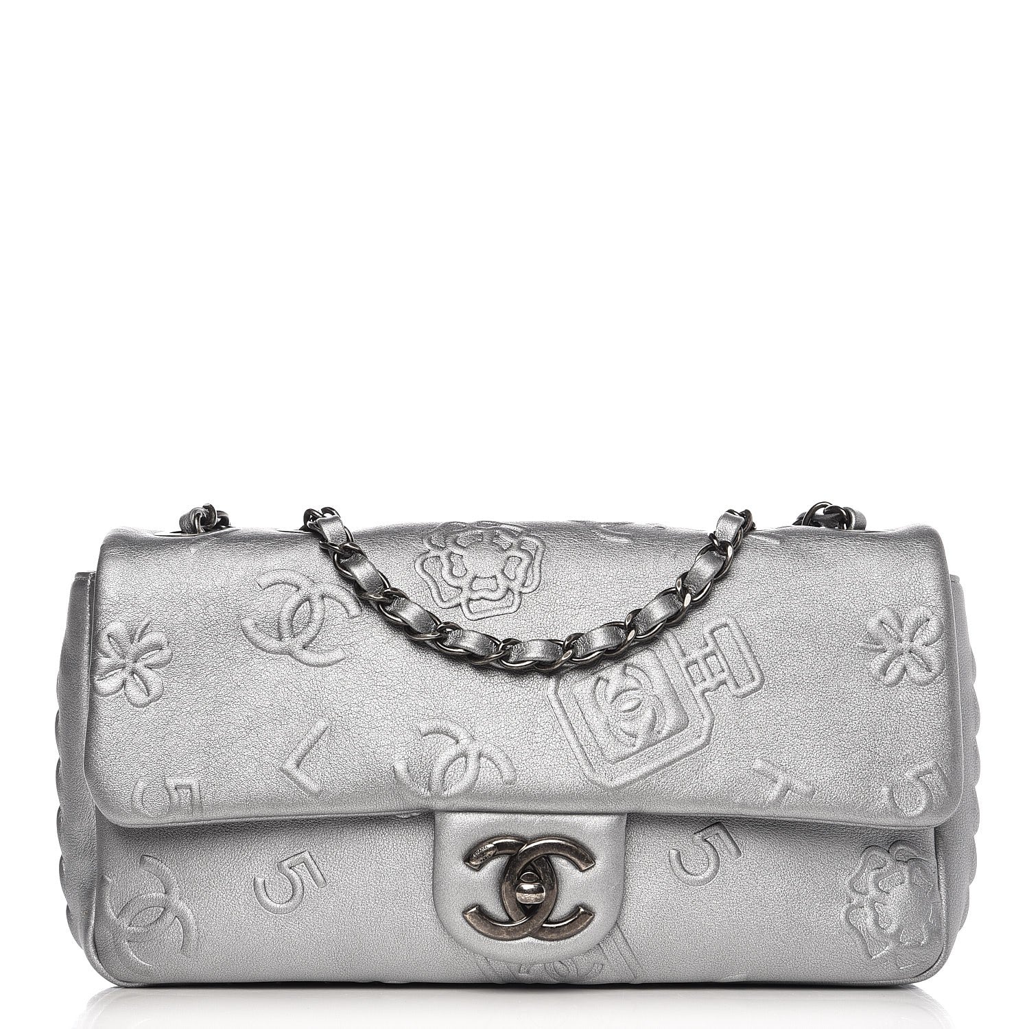 Chanel Metallic Lambskin Symbols Medium Single Flap Silver 1 of 7