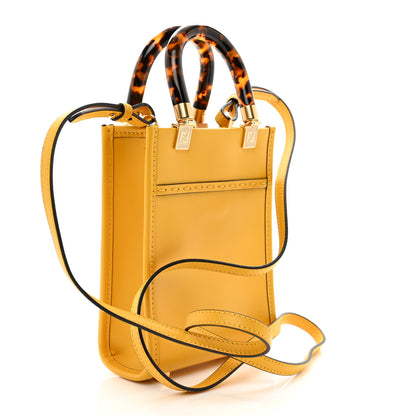 Fendi Vitello King Plexiglass Logo Embossed Mini Fendi Sunshine Shopper Tote Mimosa 3 of 9