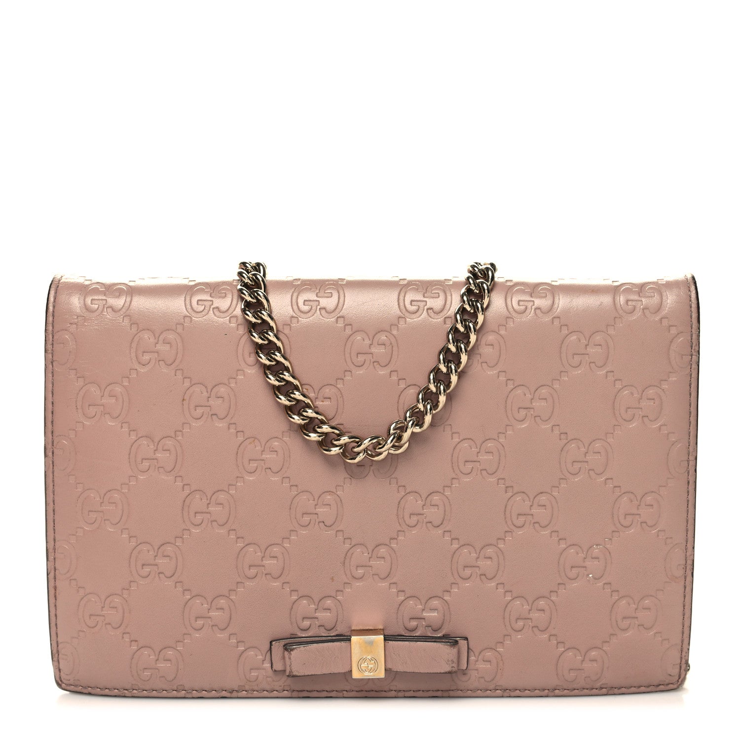 Gucci Guccissima Signature Bowy Chain Wallet Dark Cipria 1 of 12