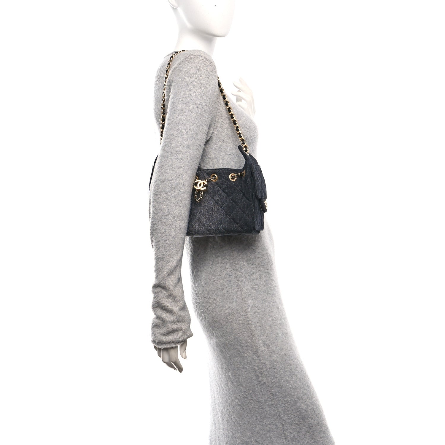 Chanel Washed Denim Quilted Mini Chanel 25 Handbag Black 1811527