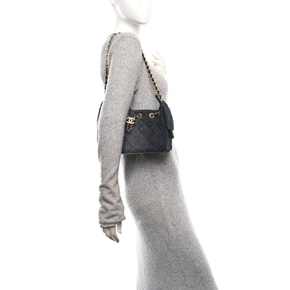 Chanel Washed Denim Quilted Mini Chanel 25 Handbag Black 2 of 11