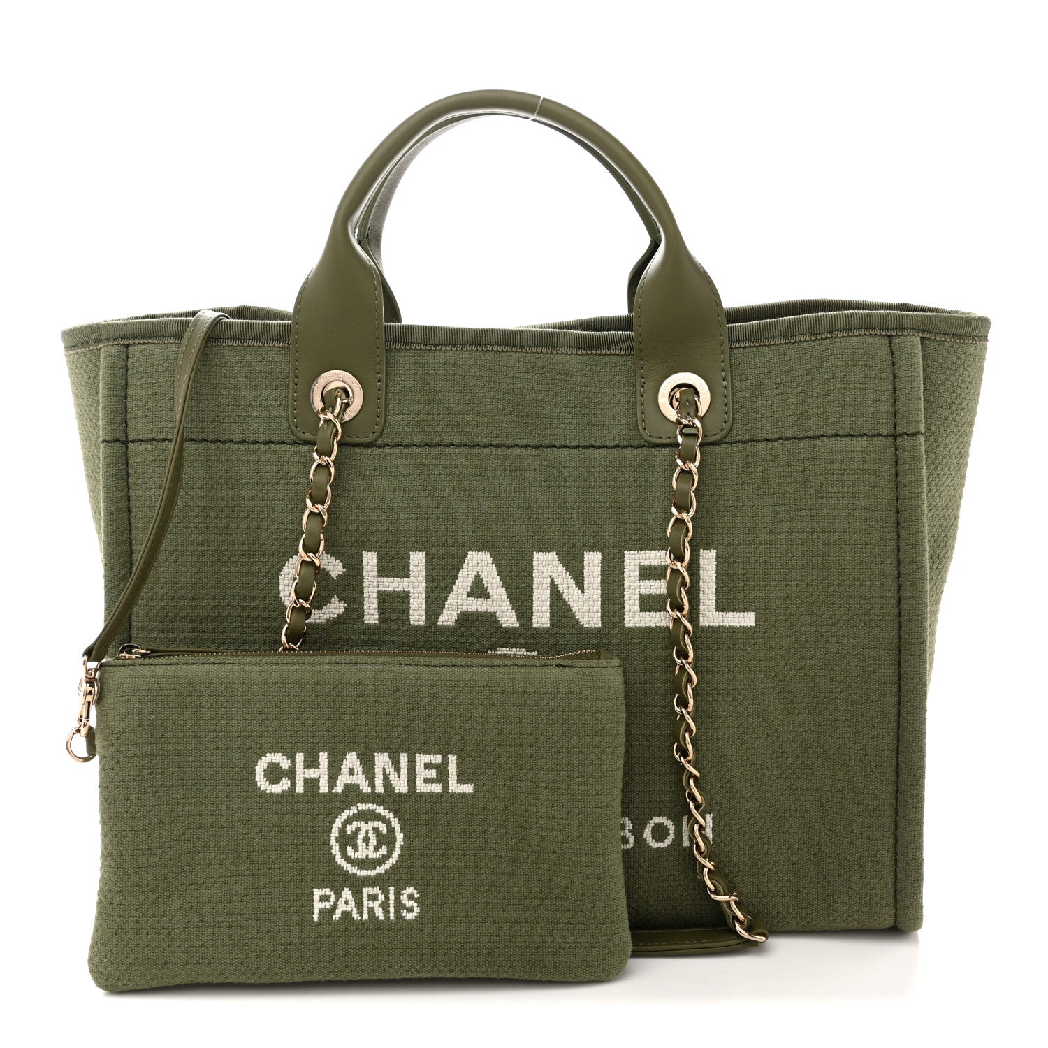 Chanel Mixed Fibers Small Deauville Tote Green 3 of 11