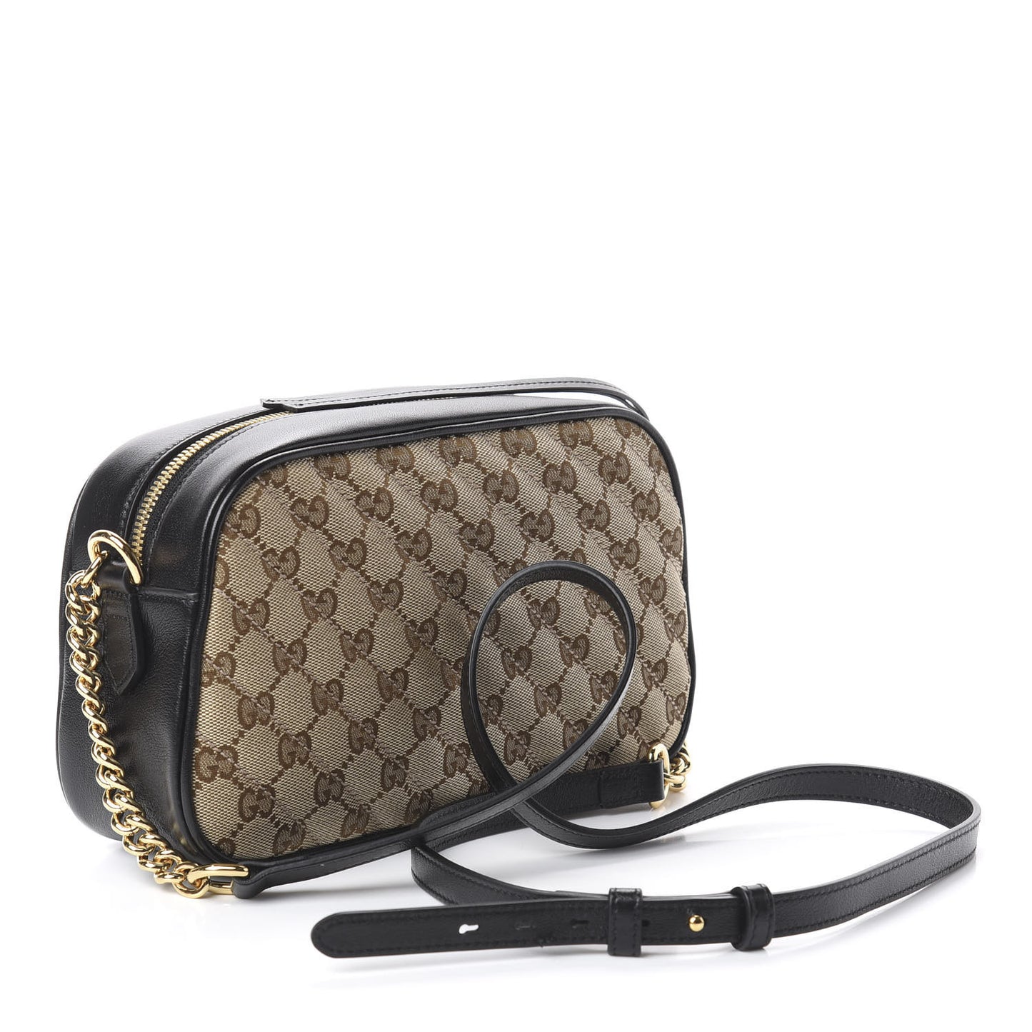 Monogram Matelasse Diagonal Small GG Marmont Chain Shoulder Bag Beige Black