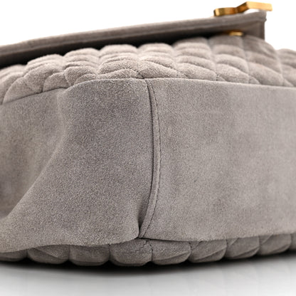 Saint Laurent Suede Mixed Matelasse Tri-Quilt Large Monogram Envelope Satchel Grey 10 of 11