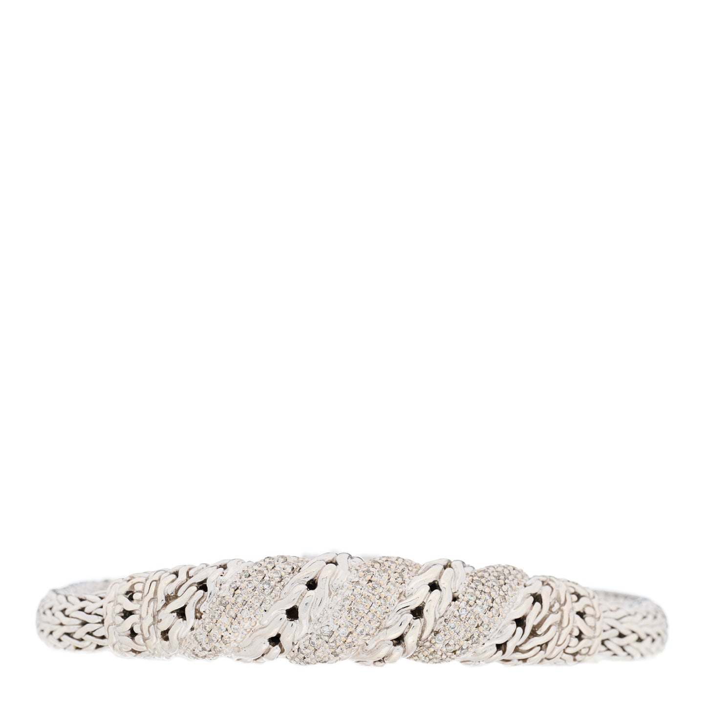 Sterling Silver 18K Yellow Gold Diamond Swirl Chain Bracelet