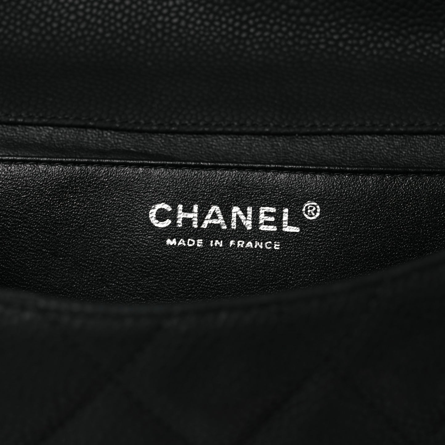 Iridescent Caviar Quilted Clutch With Chain Flap Black