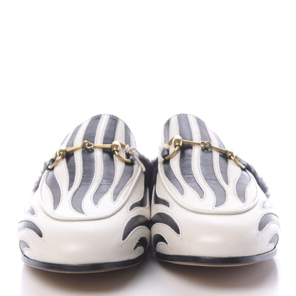 Gucci Malaga Kid Fur Zebra Inlay Womens Princetown Slippers 39 Mystic White Black 2 of 8