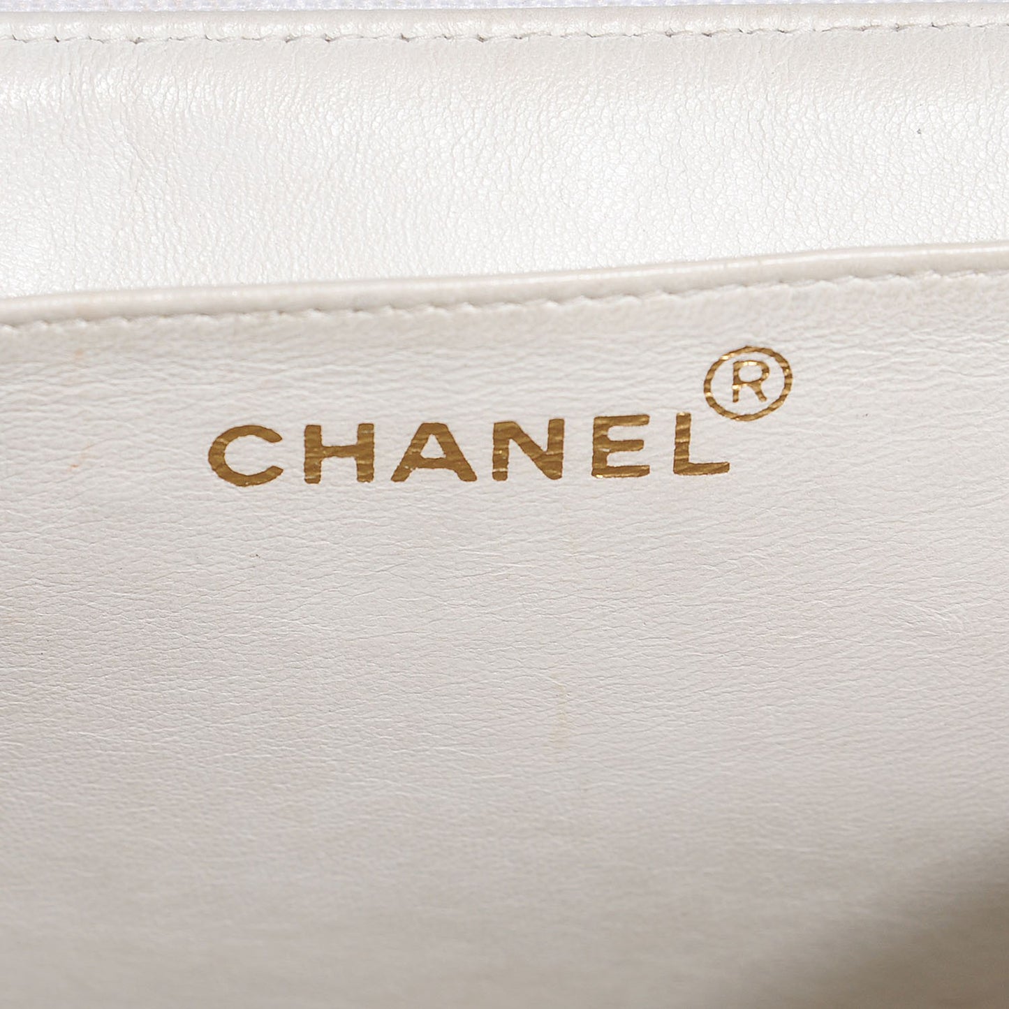 Patent Quilted Jumbo XL Chain Around Flap White
