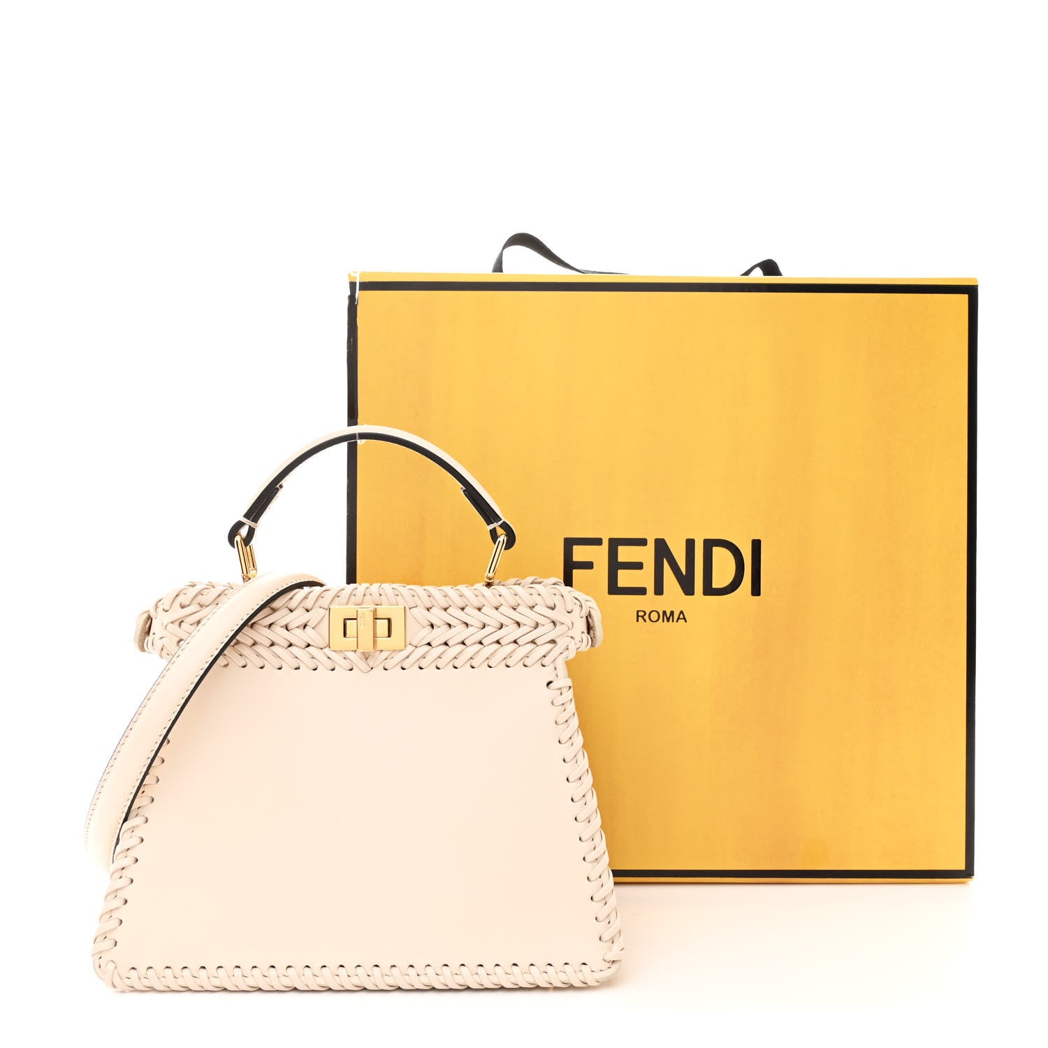 Fendi Vitello King Shiny Nappa Intreccio Petite Peekaboo I SEE U Satchel Camelia 13 of 13