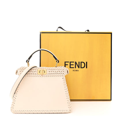 Fendi Vitello King Shiny Nappa Intreccio Petite Peekaboo I SEE U Satchel Camelia 13 of 13