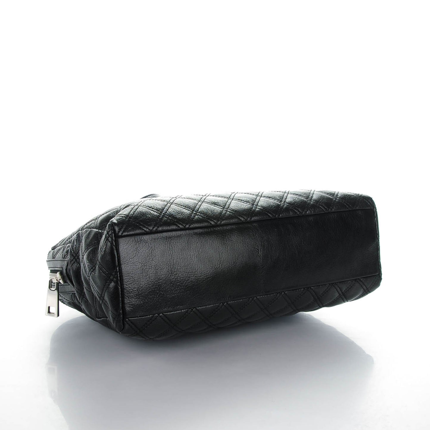 Lacquered Goatskin Quilted Karlie Satchel Black