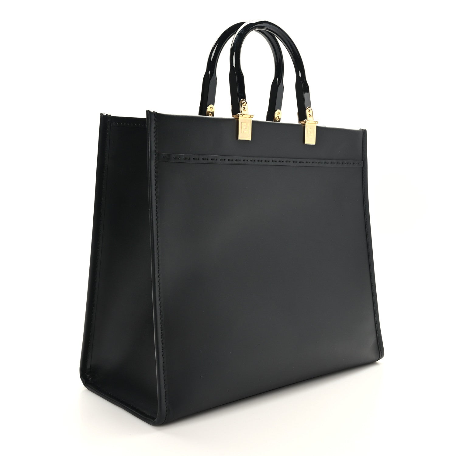 Fendi X VERSACE Calfskin Plexiglass Fendace Medium Fendi Sunshine Shopper Tote Black 3 of 8