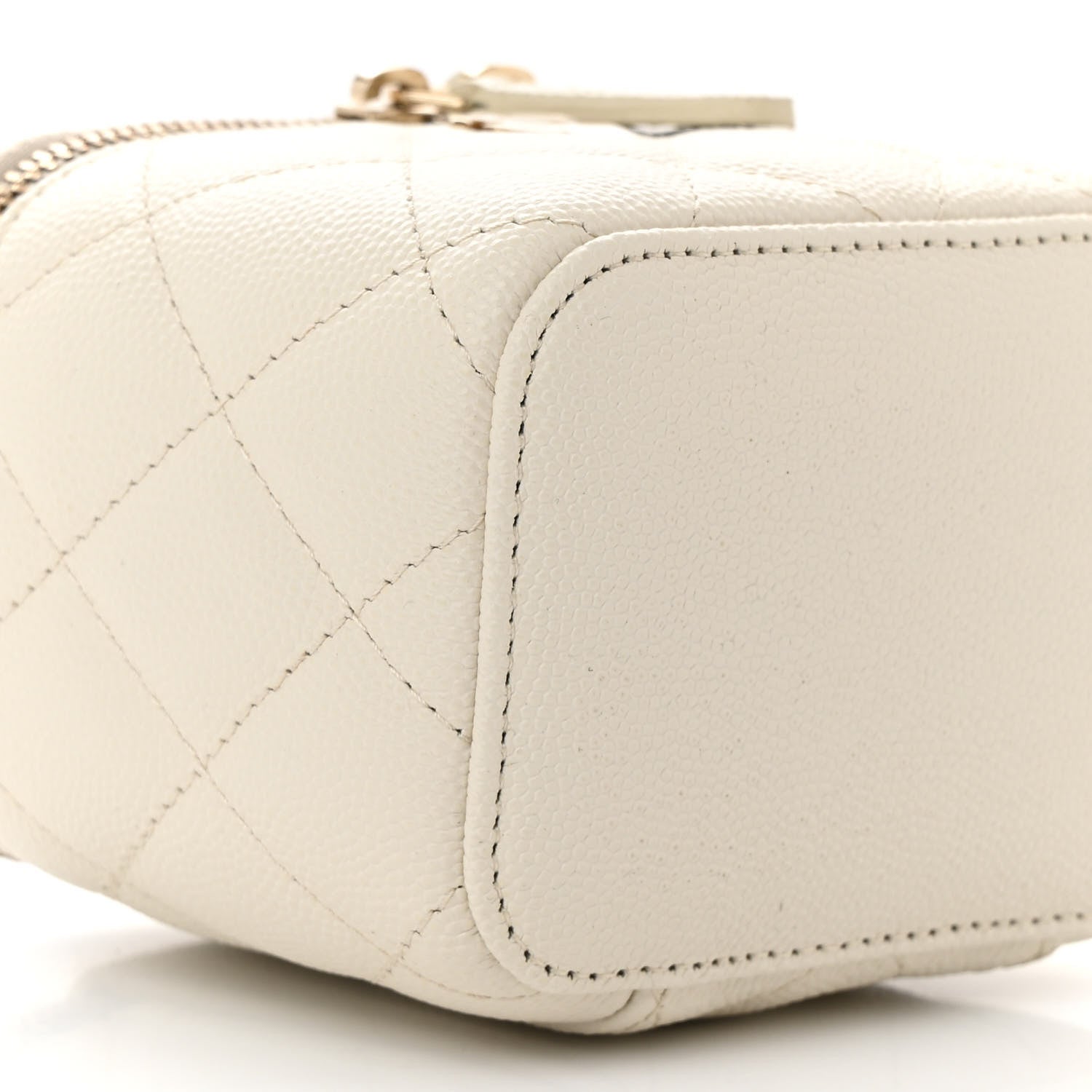 Chanel Caviar Quilted Mini Vanity Case With Chain White 9 of 10