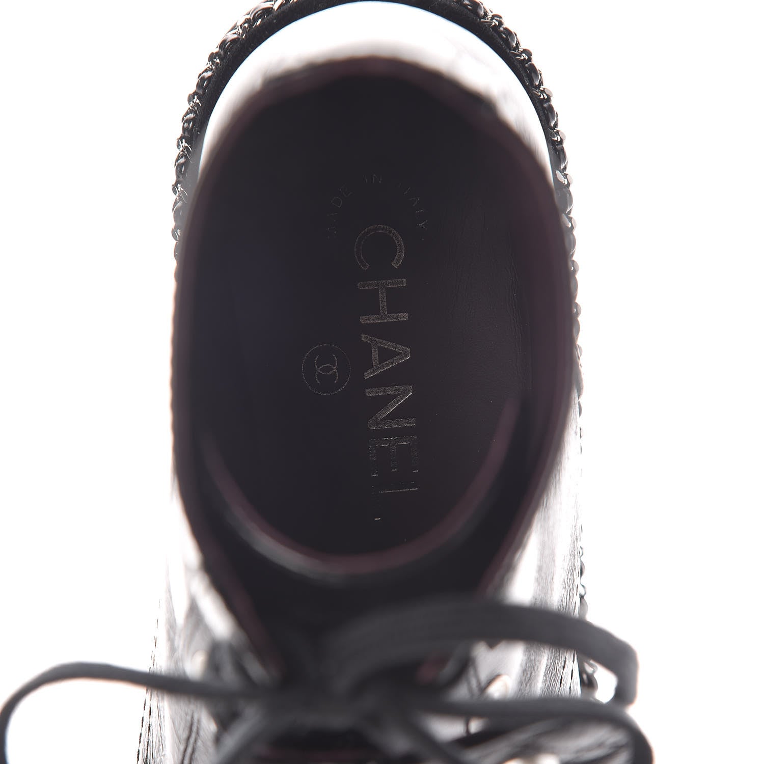 Chanel Crackled Calfskin Velvet Pearl Combat Short Boots 38 Black 7 of 8