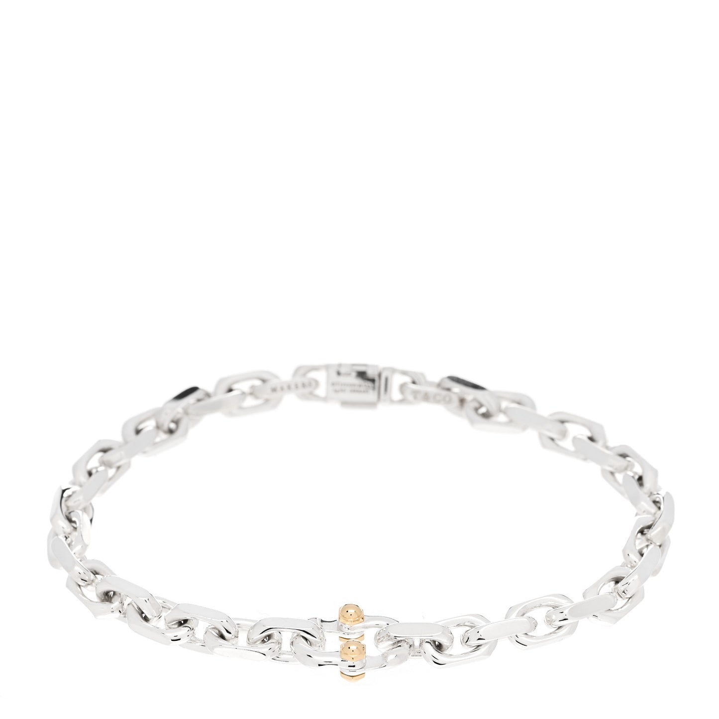 Sterling Silver 18K Yellow Gold Narrow Makers Chain Link Bracelet