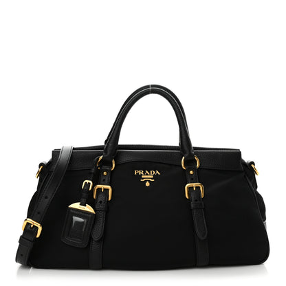 Prada Tessuto Nylon Vitello Daino Shopping Satchel Black 1 of 10