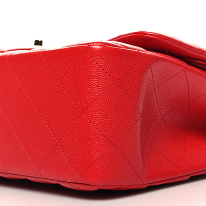 Chanel Caviar Quilted Jumbo Double Flap Red 10 of 11
