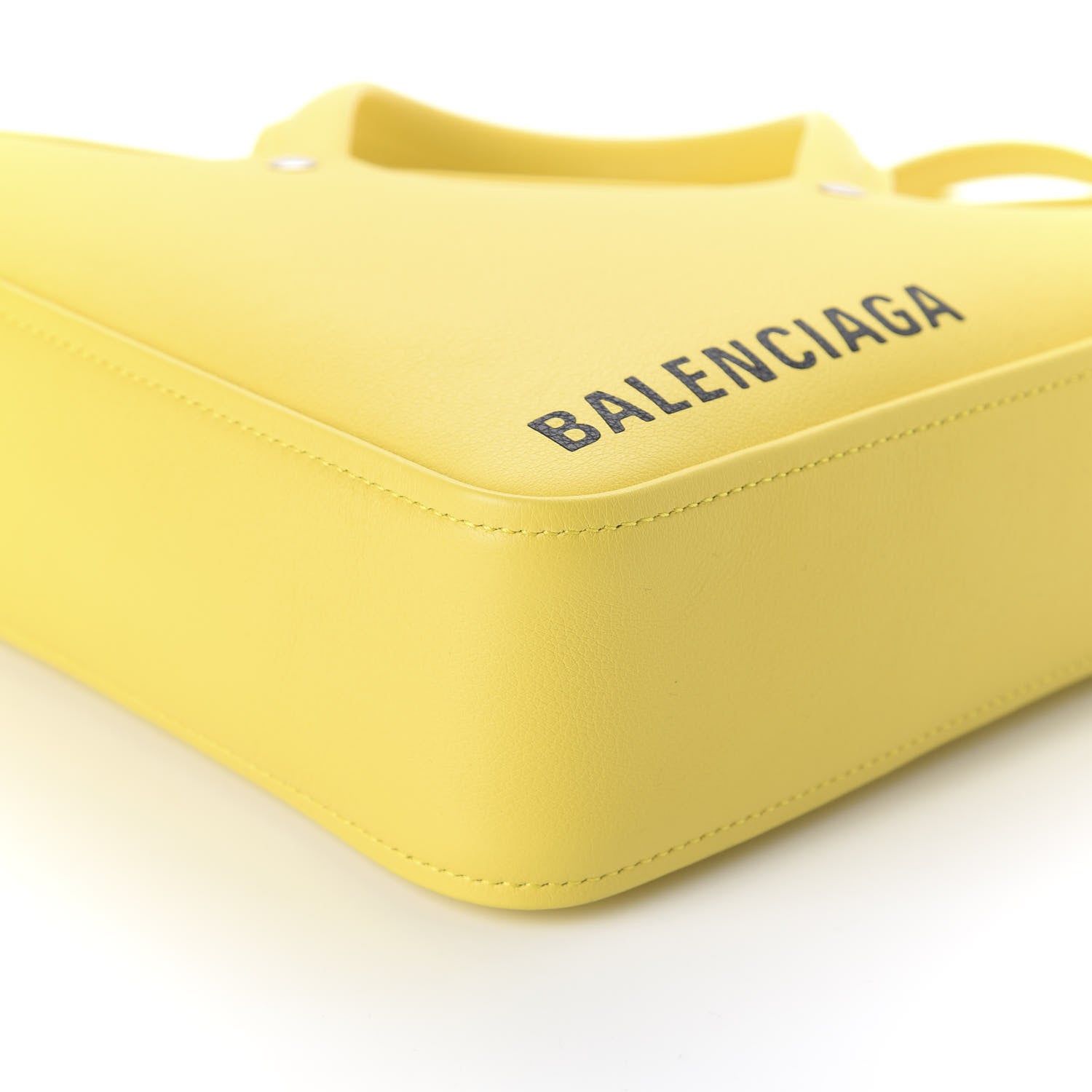 Balenciaga Shiny Day Calfskin Logo XS Triangle Duffle Jaune Black 6 of 9