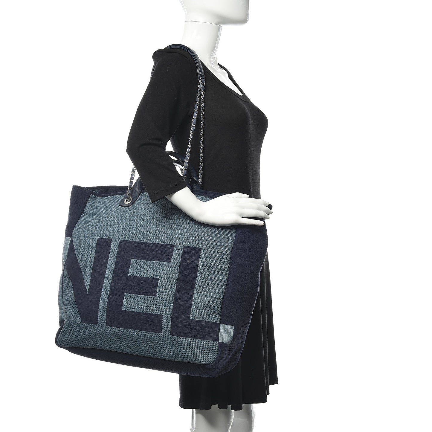 Canvas Large Shopping Tote Dark Blue